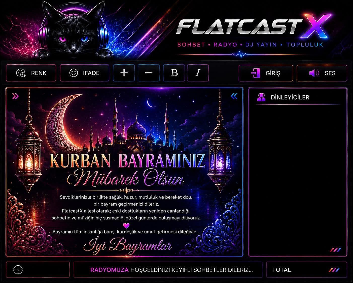 FlatcastX Neon Kurban Bayramı Temasi